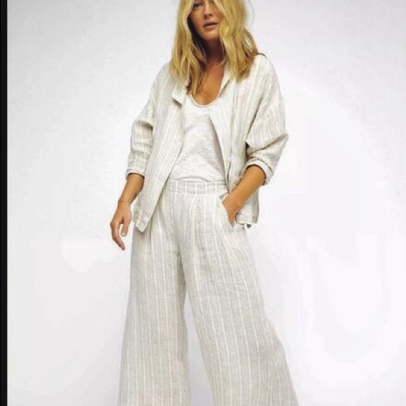 FREE PEOPLE LINEN JACKET/PANTS SUIT NWT - Picture 2 of 8